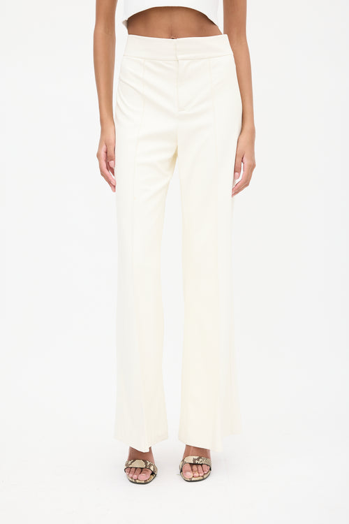 Alice + Olivia White Faux Leather Flared Pant