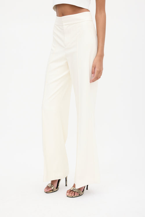 Alice + Olivia White Faux Leather Flared Pant