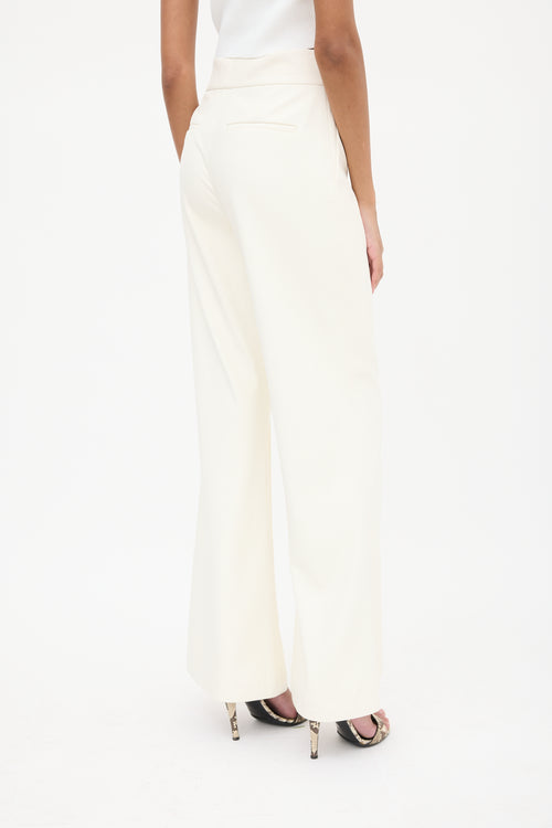 Alice + Olivia White Faux Leather Flared Pant