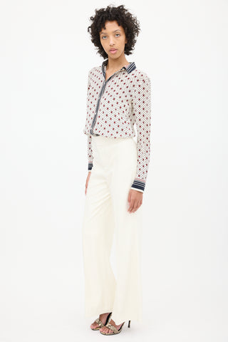 Alice + Olivia White Faux Leather Flared Pant