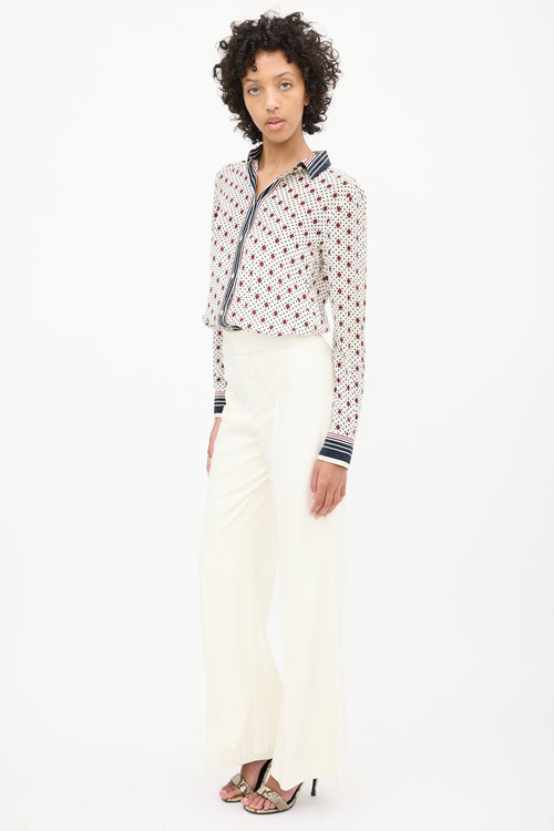 Alice + Olivia White Faux Leather Flared Pant