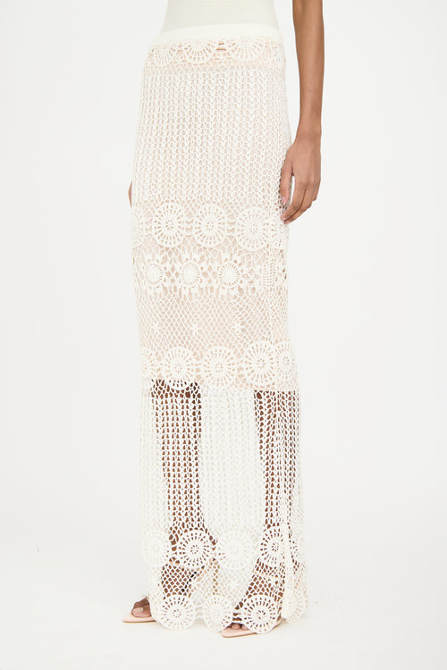 Alice Olivia Cream Linen Crocheted Co-Ord Set