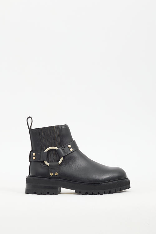 All Saints Black Leather Maddie Biker Boot