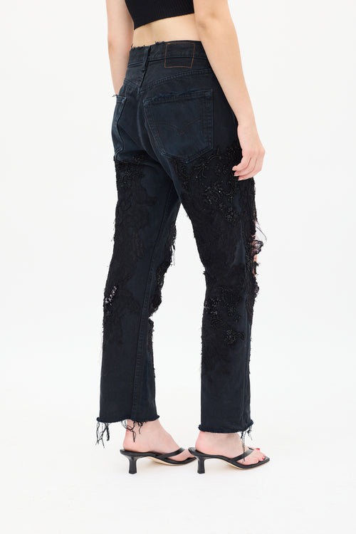 Almaz Black Embellished Cutout Jeans
