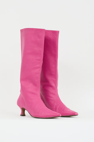 Alohas Pink Leather Knee High Boot