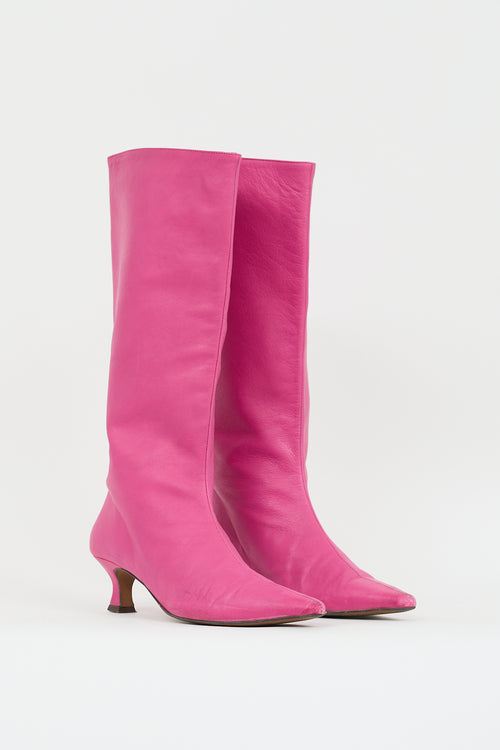 Alohas Pink Leather Knee High Boot