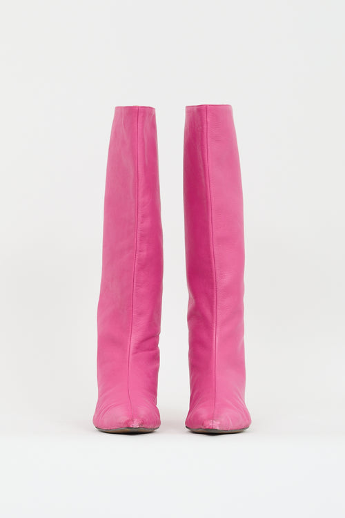 Alohas Pink Leather Knee High Boot