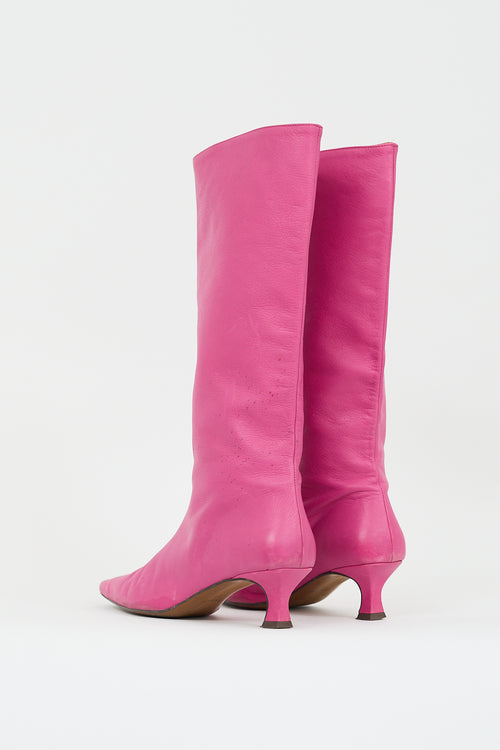 Alohas Pink Leather Knee High Boot