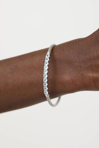 Alor14K White Gold & Stainless Steel Aquamarine Cable Bracelet