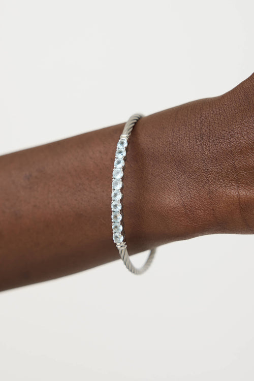 Alor14K White Gold & Stainless Steel Aquamarine Cable Bracelet