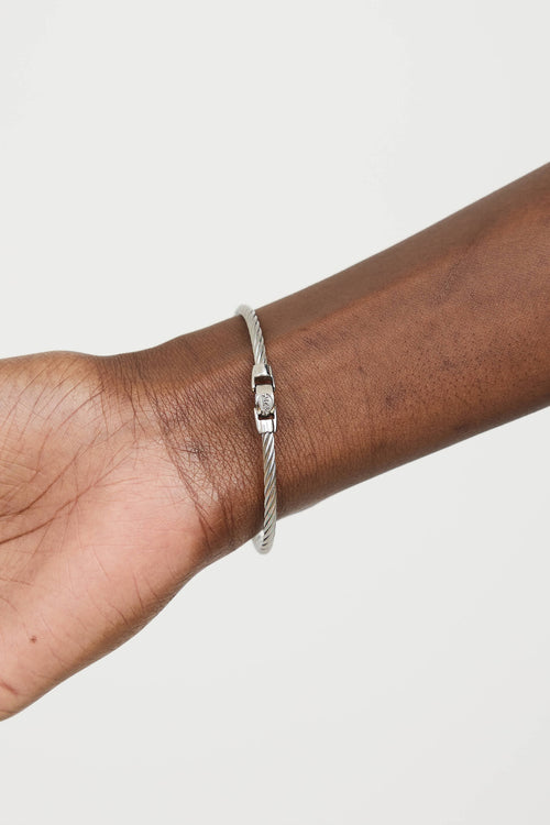 Alor14K White Gold & Stainless Steel Aquamarine Cable Bracelet