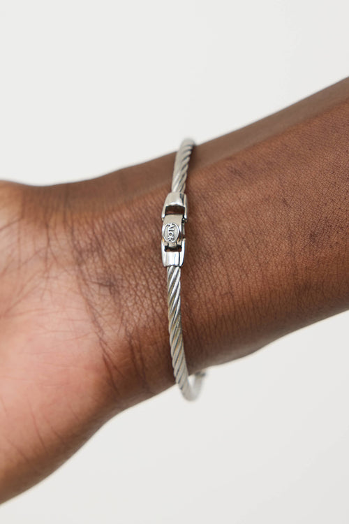 Alor14K White Gold & Stainless Steel Aquamarine Cable Bracelet