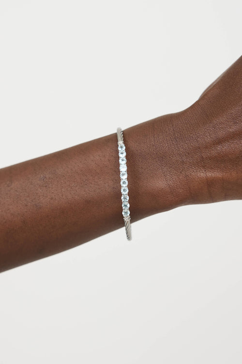 Alor14K White Gold & Stainless Steel Aquamarine Cable Bracelet