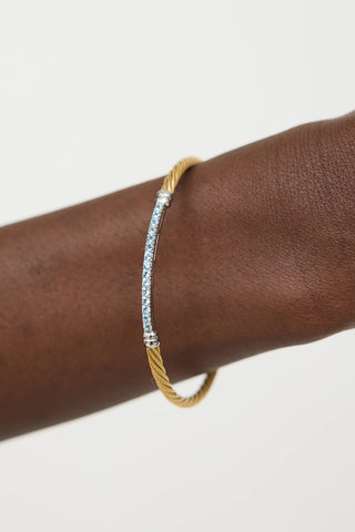Alor14K White Gold & Stainless Steel Crystal Cable Bracelet