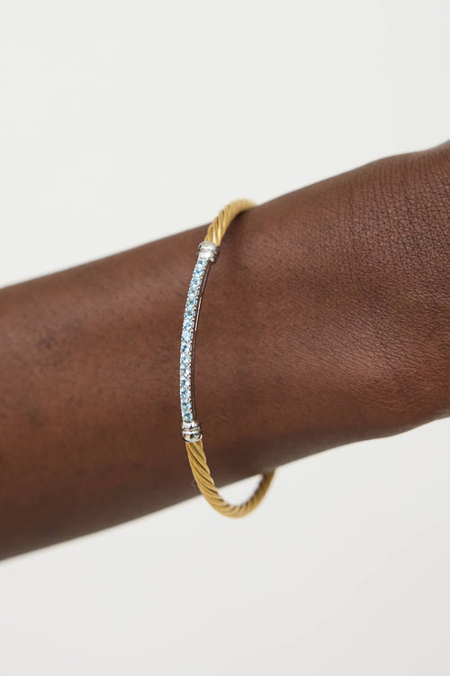 Alor14K White Gold & Stainless Steel Crystal Cable Bracelet