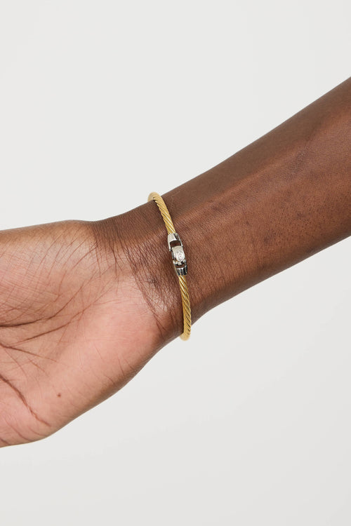 Alor14K White Gold & Stainless Steel Crystal Cable Bracelet