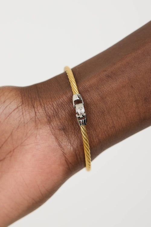 Alor14K White Gold & Stainless Steel Crystal Cable Bracelet