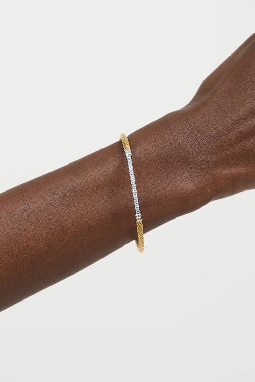 Alor14K White Gold & Stainless Steel Crystal Cable Bracelet