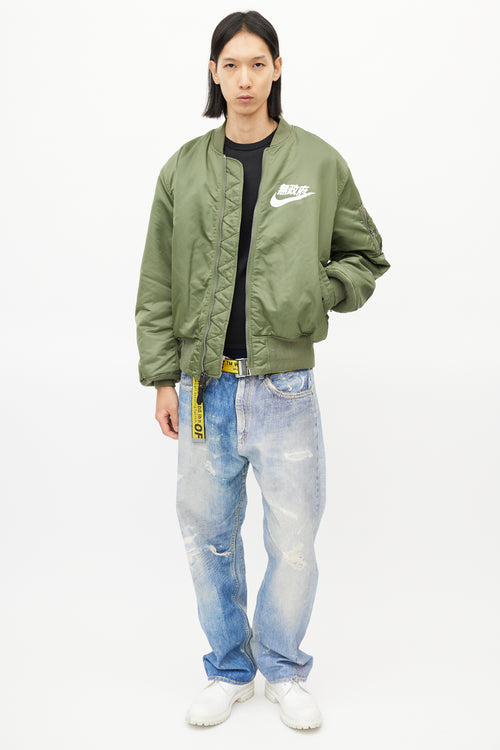 Alpha Industries Green Anarchy Logo Bomber Jacket