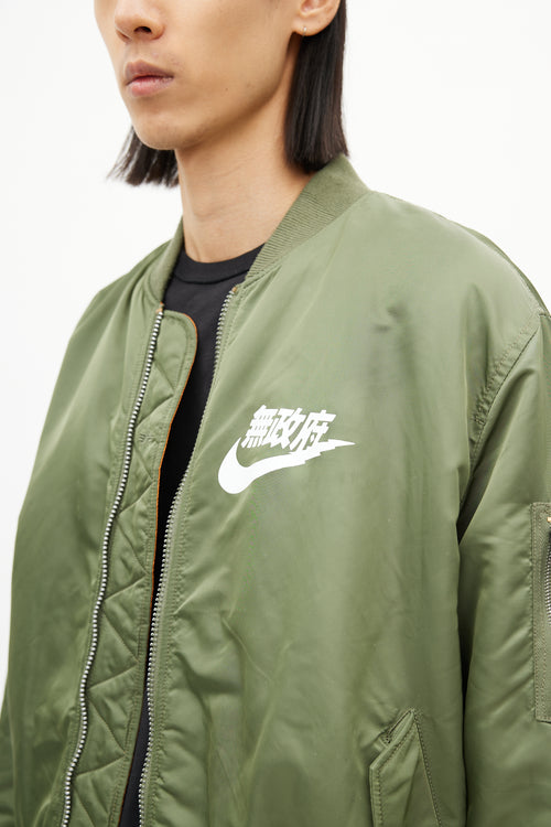 Alpha Industries Green Anarchy Logo Bomber Jacket