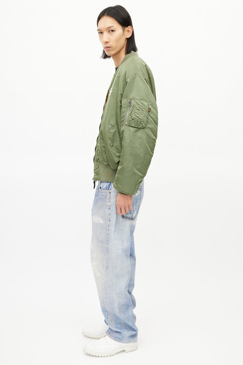 Alpha Industries Green Anarchy Logo Bomber Jacket