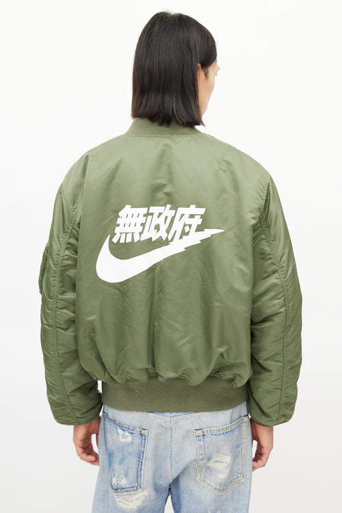 Alpha Industries Green Anarchy Logo Bomber Jacket