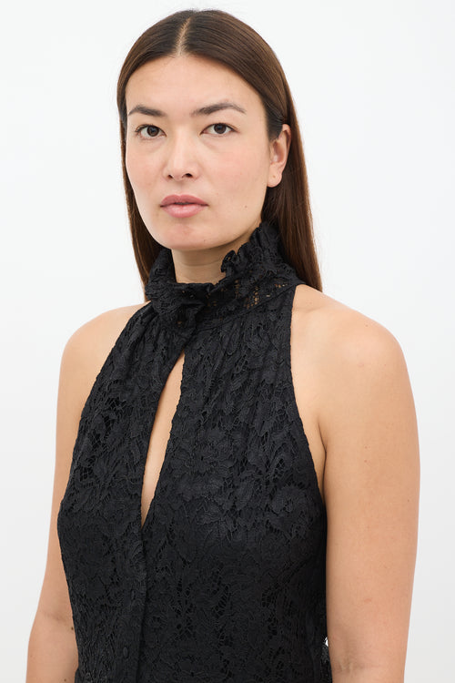 Altuzarra Black Floral Lace High Neck Dress