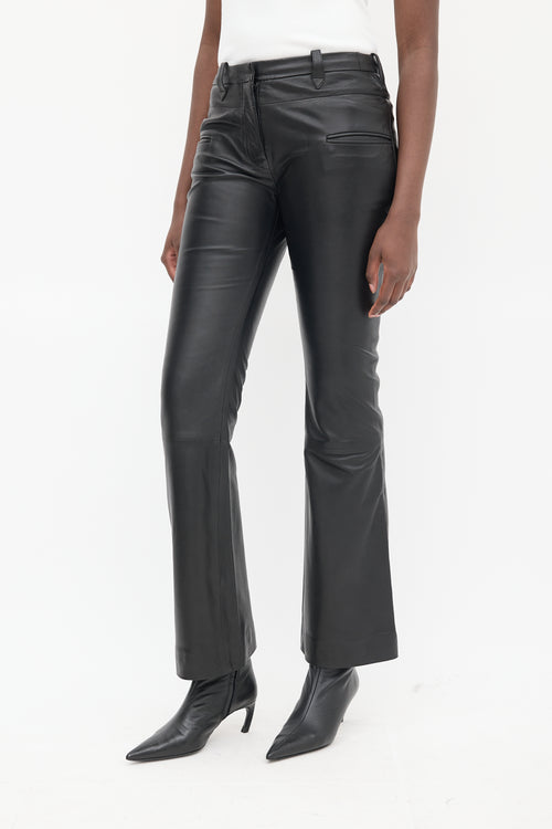 Altuzarra Black Leather Flared Trouser