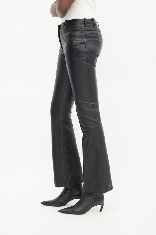 Altuzarra Black Leather Flared Trouser