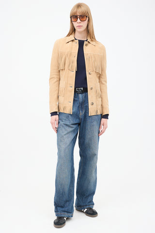 Altuzarra Beige Suede Fringe Jacket