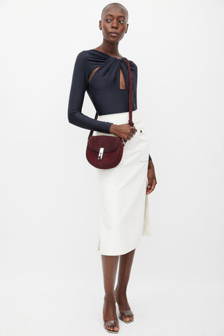 Altuzarra Burgundy & Silver Leather Ghianda  Bag