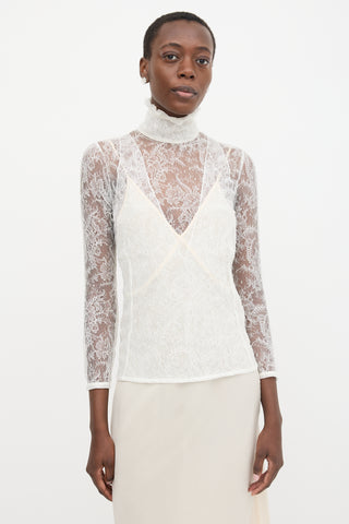 Altuzarra Chantilly Lace Turtleneck Blouse