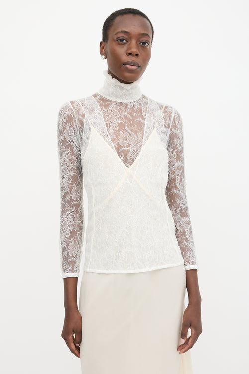 Altuzarra Chantilly Lace Turtleneck Blouse