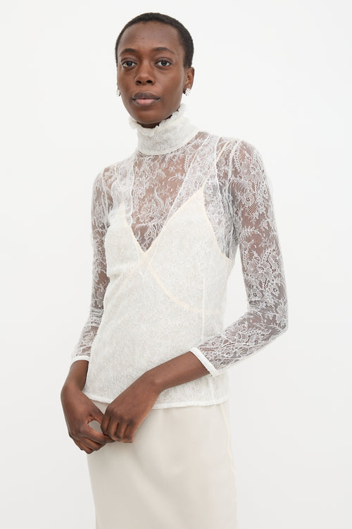 Altuzarra Chantilly Lace Turtleneck Blouse