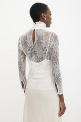 Altuzarra Chantilly Lace Turtleneck Blouse