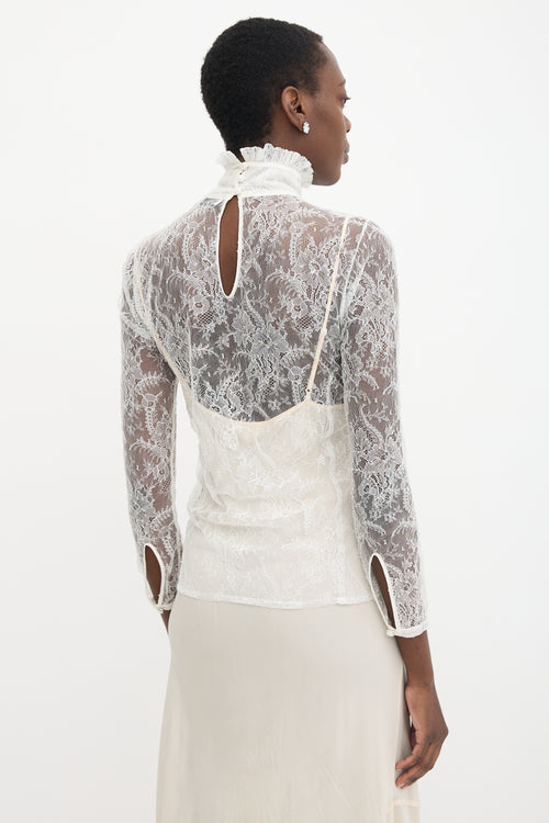 Altuzarra Chantilly Lace Turtleneck Blouse
