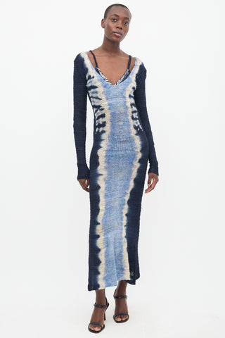 Altuzarra Navy & Cream Tie Dye Philomena Dress