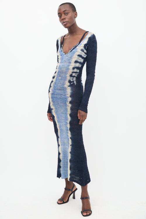 Altuzarra Navy & Cream Tie Dye Philomena Dress