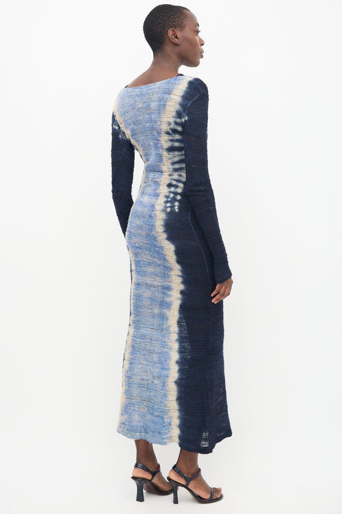 Altuzarra Navy & Cream Tie Dye Philomena Dress