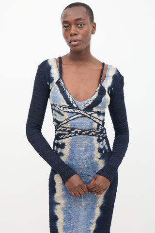 Altuzarra Navy & Cream Tie Dye Philomena Dress