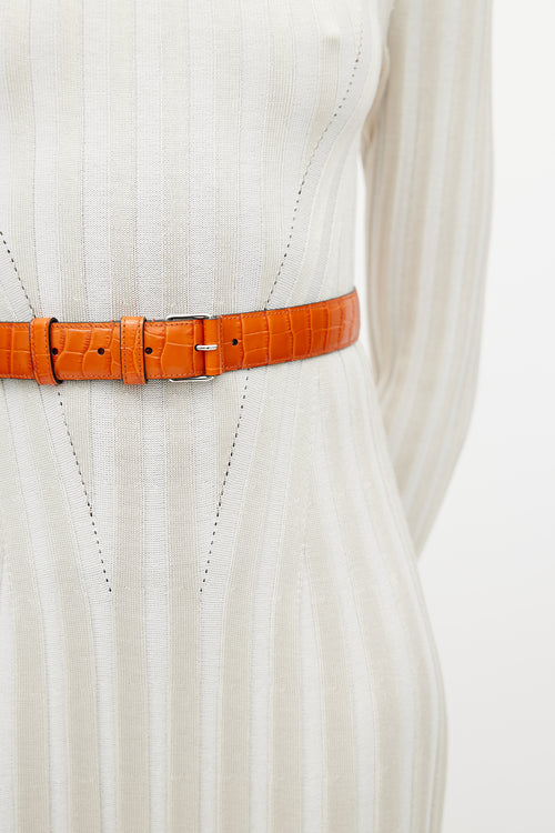 Altuzarra Orange Embossed Leather Belt