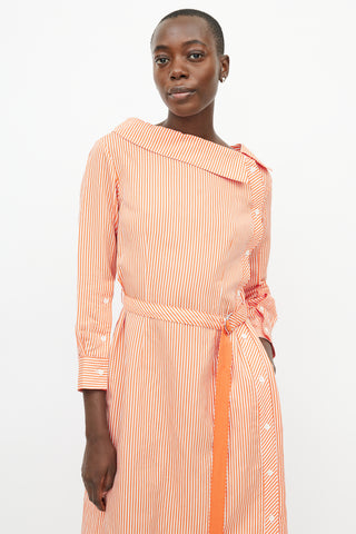 Altuzarra Orange & White Asymmetrical Stripe Dress