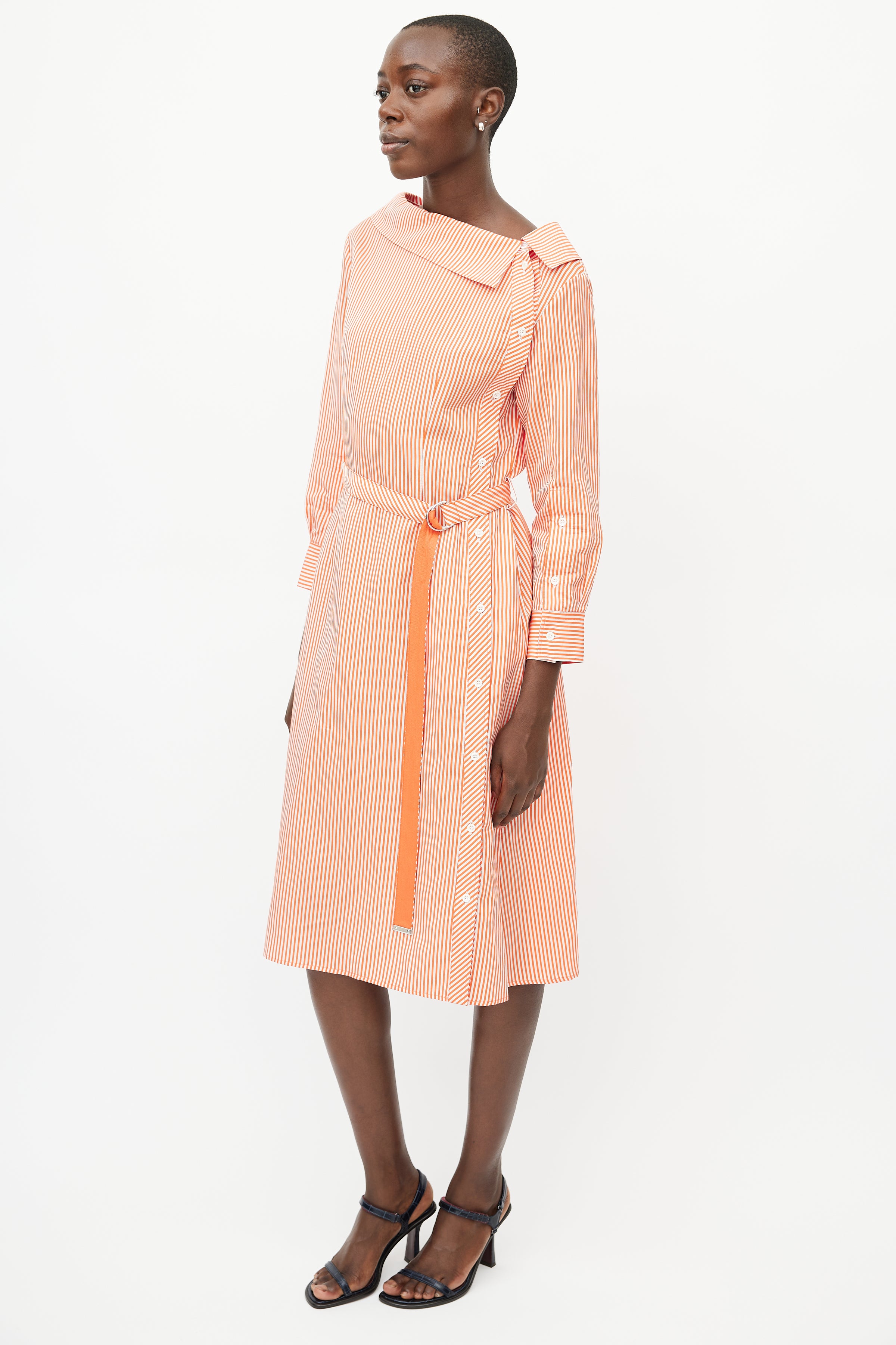 Altuzarra // Orange & White Asymmetrical Stripe Dress VSP Consignment Altuzarra // Orange & White Asymmetrical Stripe Dress VSP Consignment