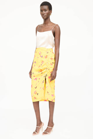 Altuzarra Silk Floral Cinched Skirt