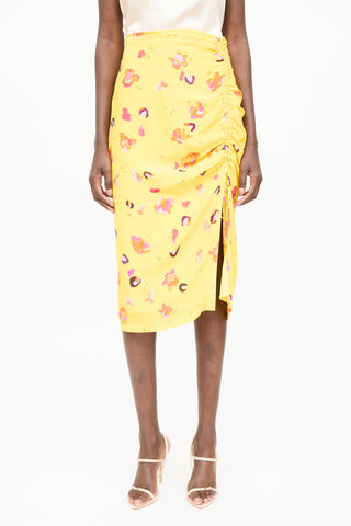 Altuzarra Silk Floral Cinched Skirt