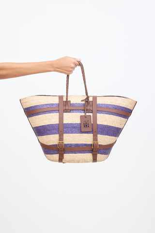 Altuzurra Beige Multicolor Leather Strap Wicker Bag