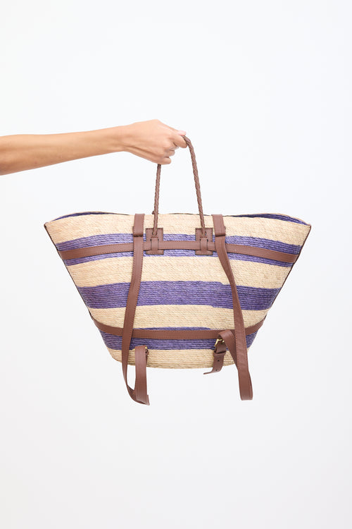 Altuzurra Beige Multicolor Leather Strap Wicker Bag