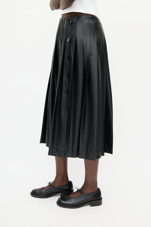 Altuzarra Black Faux Leather Pleated Skirt