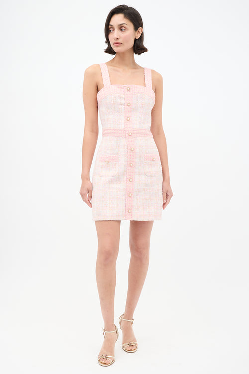 Amanda Uprichard Pink Tweed Archie Mini Dress