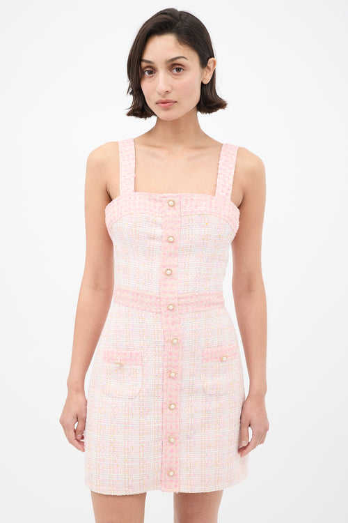 Amanda Uprichard Pink Tweed Archie Mini Dress